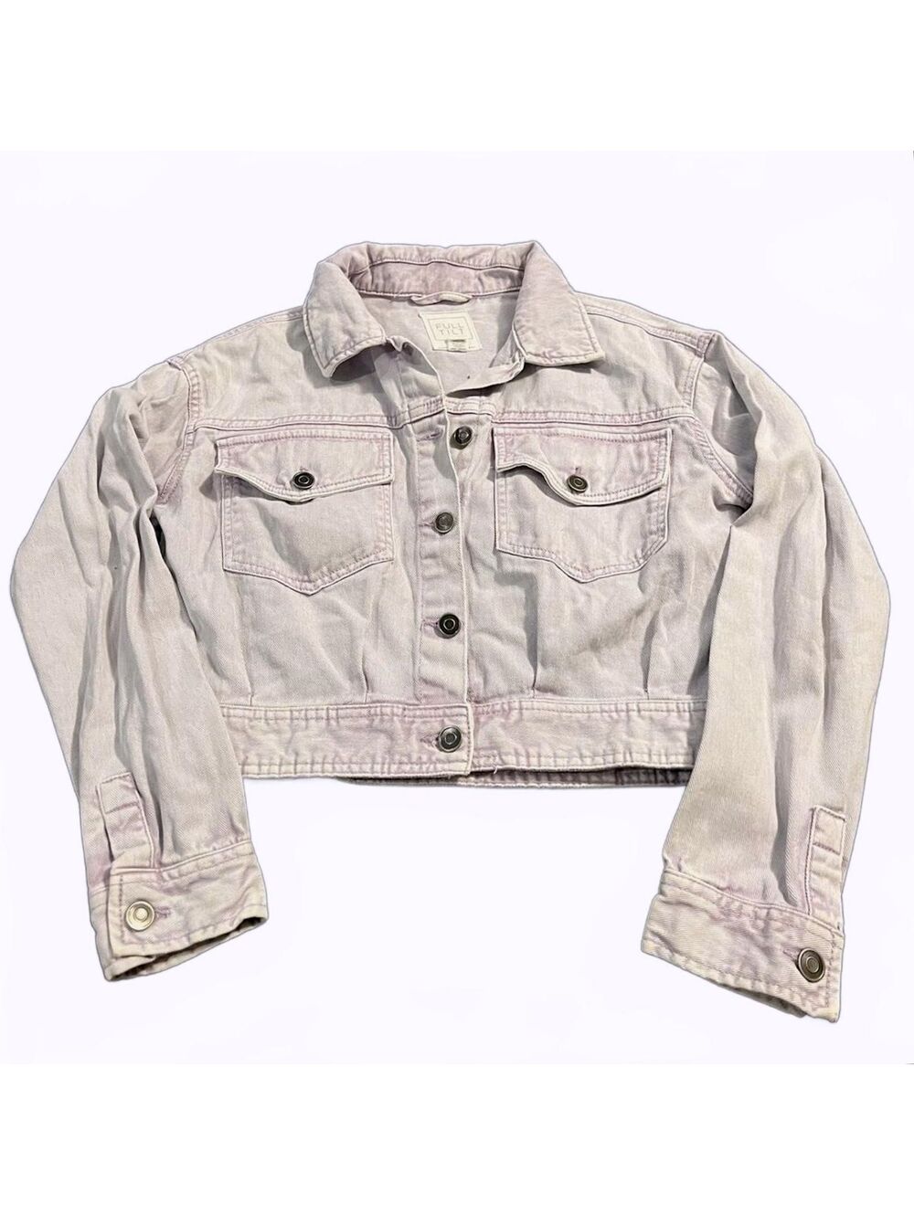 Full Tilt Lavender Denim Jean Jacket Cropped Pastel Purple Button Down Y2K Soft